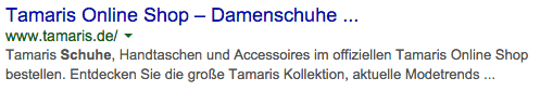 Tamaris in den Google Serps